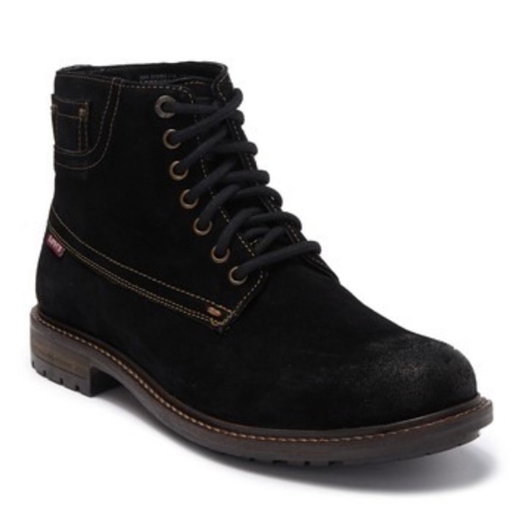 LEVI’S Sheffield Suede Black Leather Boot Sz 10.5 - Picture 1 of 12